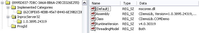Registry Entries From Regasm